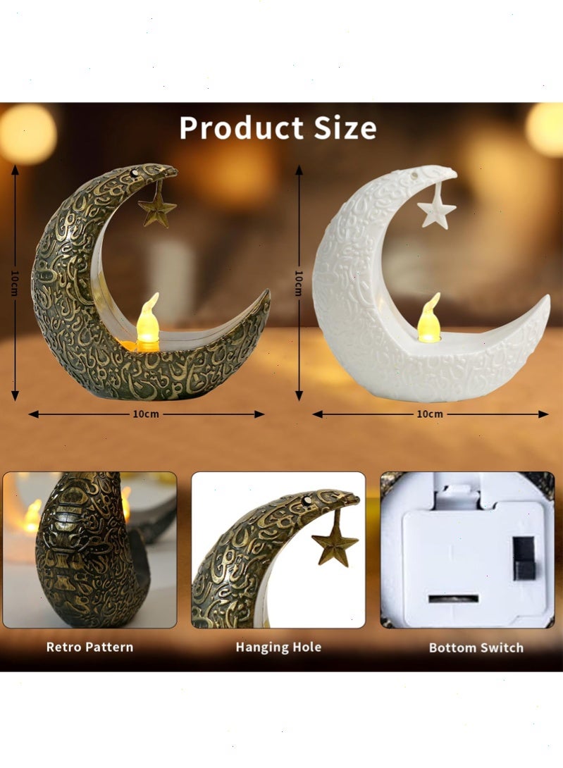 توبيتش أضواء رمضان، زينة رمضان، 4 قطع من مصابيح LED على شكل نجمة وقمر لزينة المنزل الإسلامي في رمضان الكريم، هدايا عيد مبارك - Image 2